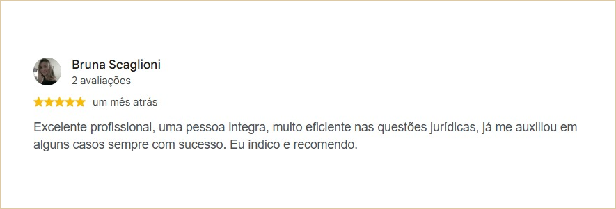 Avaliação no Google de Bruna Scaglioni – 5 estrelas