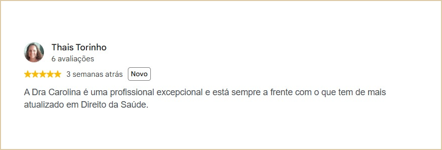 Avaliação no Google de Thais Torinho – 5 estrelas